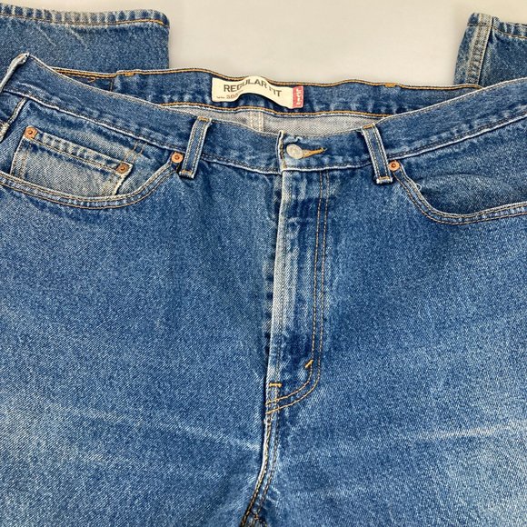 Levis 505 Mens 38 x 34 Denim Blue Jeans - Picture 3 of 6